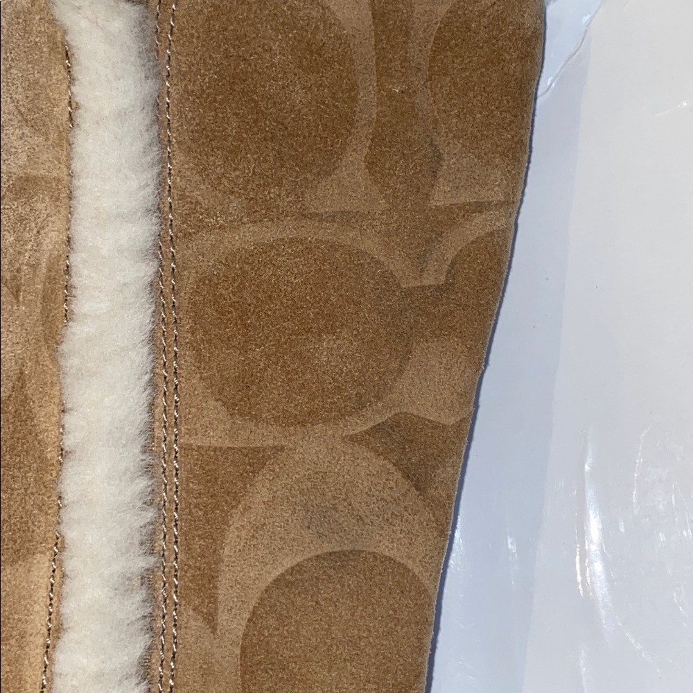 COACH Jordana Suede Shearling Trim Wedge Boots in Tan & Beige in Size 7 - Picture 13 of 15